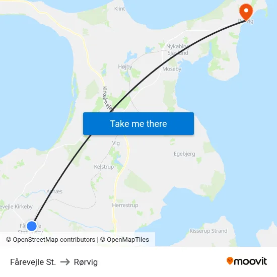Fårevejle St. to Rørvig map