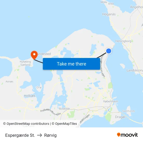 Espergærde St. to Rørvig map