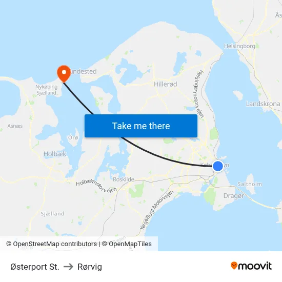 Østerport St. to Rørvig map