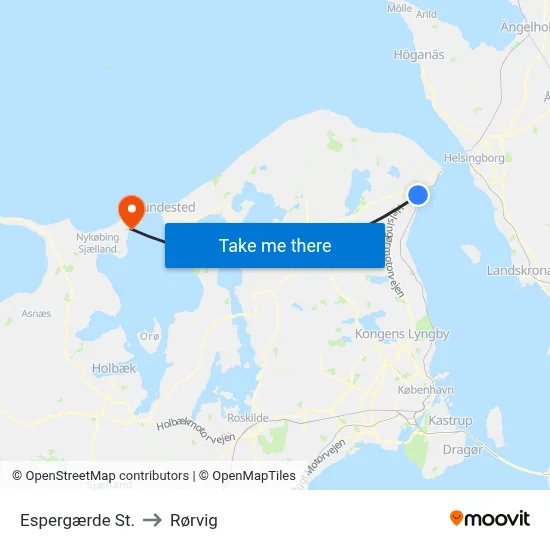 Espergærde St. to Rørvig map
