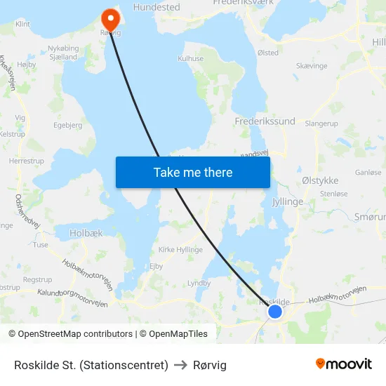 Roskilde St. (Stationscentret) to Rørvig map