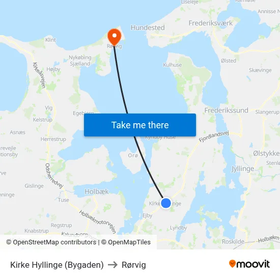 Kirke Hyllinge (Bygaden) to Rørvig map