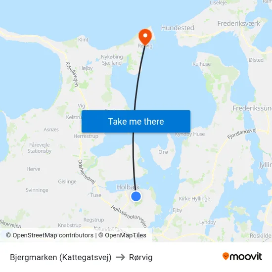 Bjergmarken (Kattegatsvej) to Rørvig map