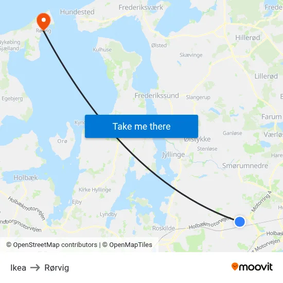 Ikea to Rørvig map