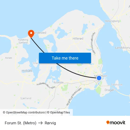 Forum St. (Metro) to Rørvig map