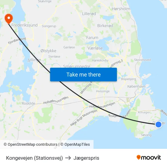 Kongevejen (Stationsvej) to Jægerspris map