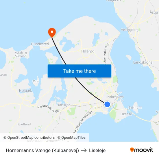 Hornemanns Vænge (Kulbanevej) to Liseleje map