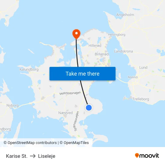 Karise St. to Liseleje map