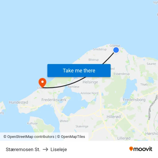 Stæremosen St. to Liseleje map