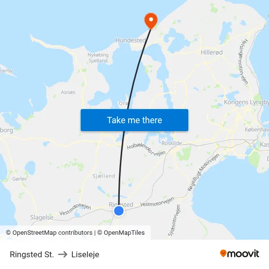 Ringsted St. to Liseleje map