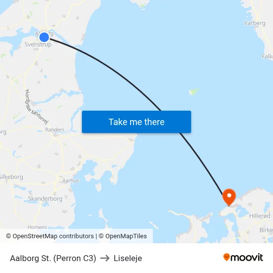 Aalborg St. (Perron C3) to Liseleje map