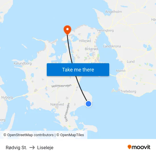 Rødvig St. to Liseleje map