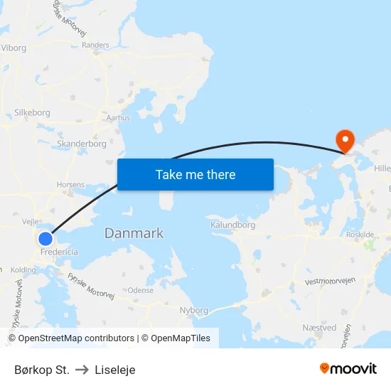 Børkop St. to Liseleje map