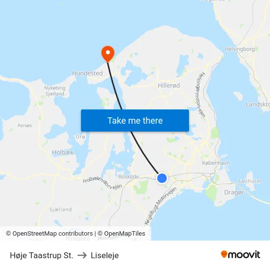 Høje Taastrup St. to Liseleje map