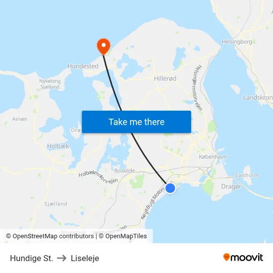 Hundige St. to Liseleje map