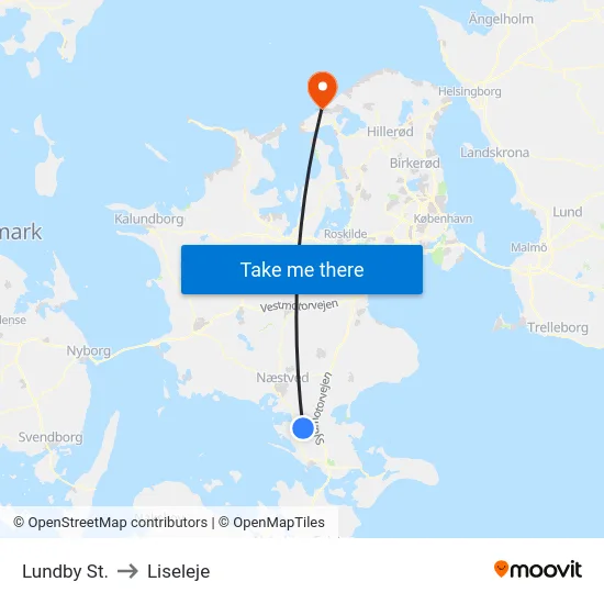 Lundby St. to Liseleje map