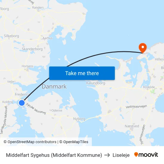 Middelfart Sygehus (Middelfart Kommune) to Liseleje map