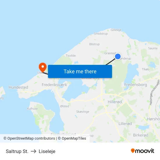 Saltrup St. to Liseleje map