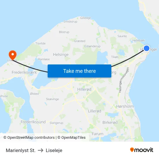 Marienlyst St. to Liseleje map