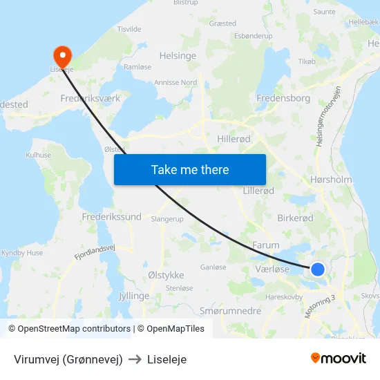 Virumvej (Grønnevej) to Liseleje map