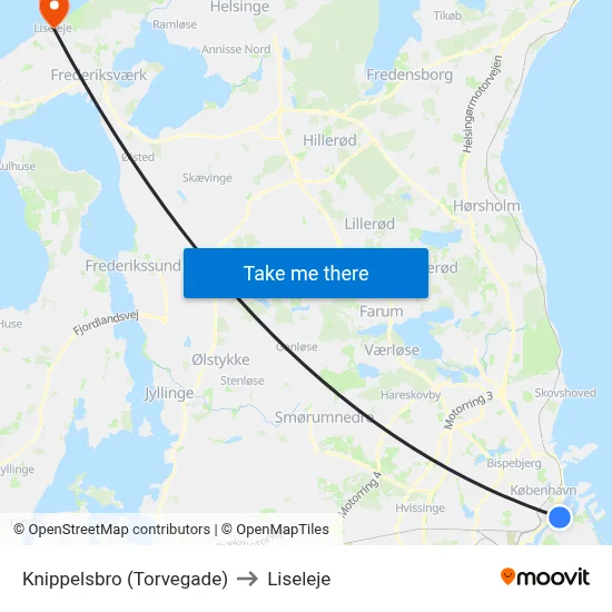 Knippelsbro (Torvegade) to Liseleje map