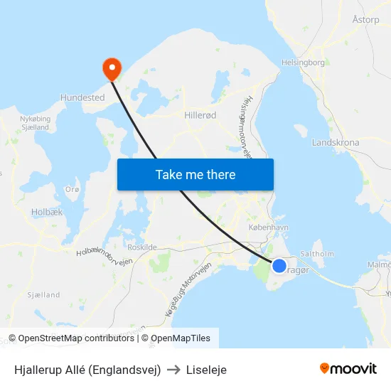 Hjallerup Allé (Englandsvej) to Liseleje map