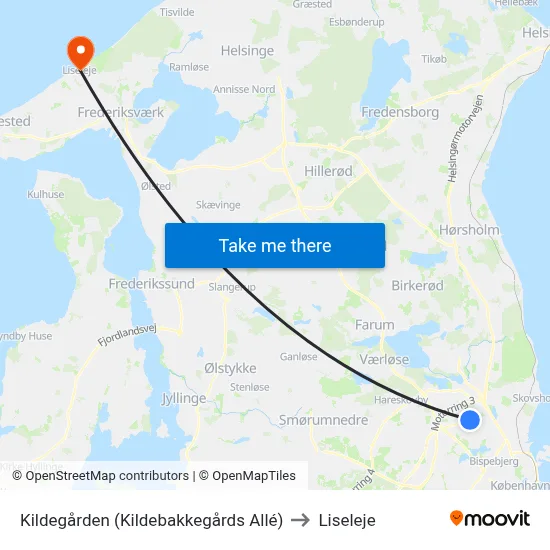 Kildegården (Kildebakkegårds Allé) to Liseleje map