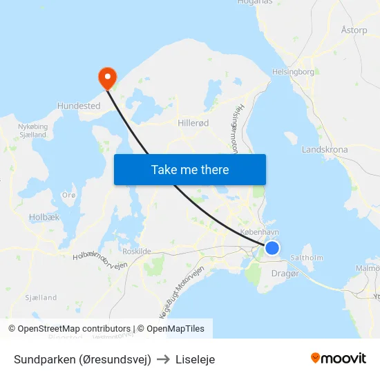 Sundparken (Øresundsvej) to Liseleje map