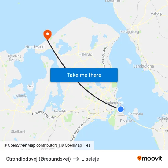 Strandlodsvej (Øresundsvej) to Liseleje map