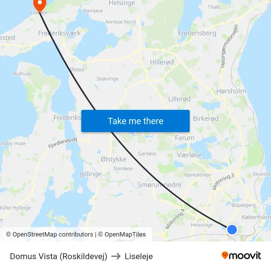 Domus Vista (Roskildevej) to Liseleje map