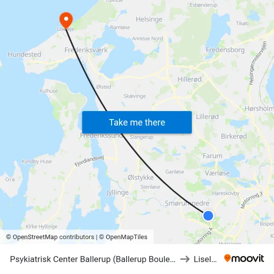 Psykiatrisk Center Ballerup (Ballerup Boulevard) to Liseleje map
