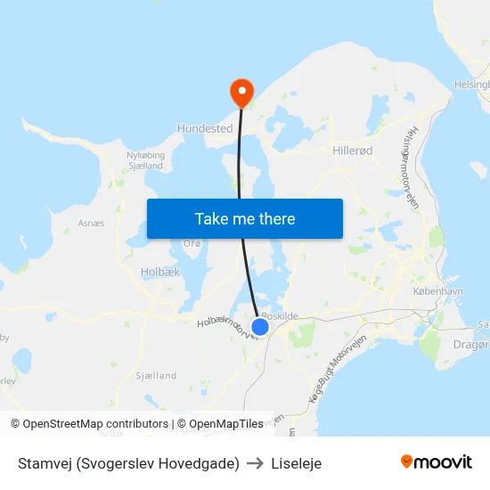 Stamvej (Svogerslev Hovedgade) to Liseleje map