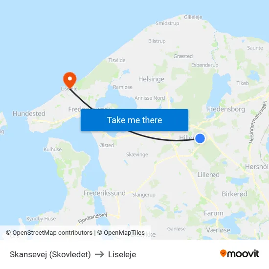 Skansevej (Skovledet) to Liseleje map