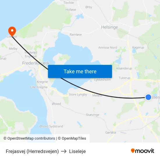 Frejasvej (Herredsvejen) to Liseleje map