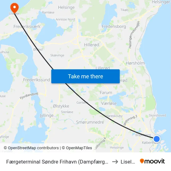 Færgeterminal Søndre Frihavn (Dampfærgevej) to Liseleje map