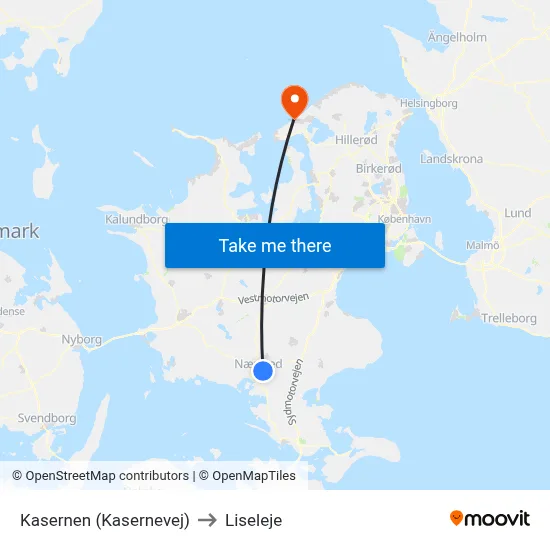 Kasernen (Kasernevej) to Liseleje map