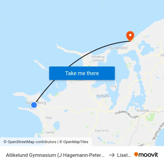 Allikelund Gymnasium (J Hagemann-Petersens Allé) to Liseleje map