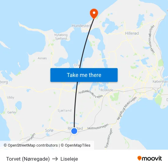 Torvet (Nørregade) to Liseleje map