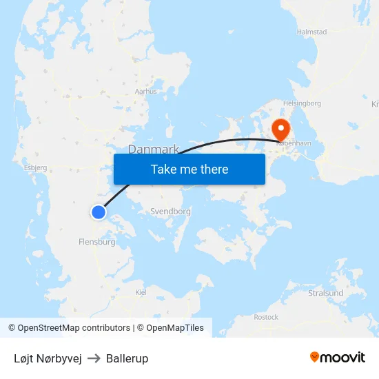 Løjt Nørbyvej to Ballerup map