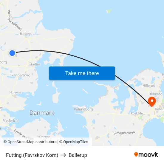 Futting (Favrskov Kom) to Ballerup map