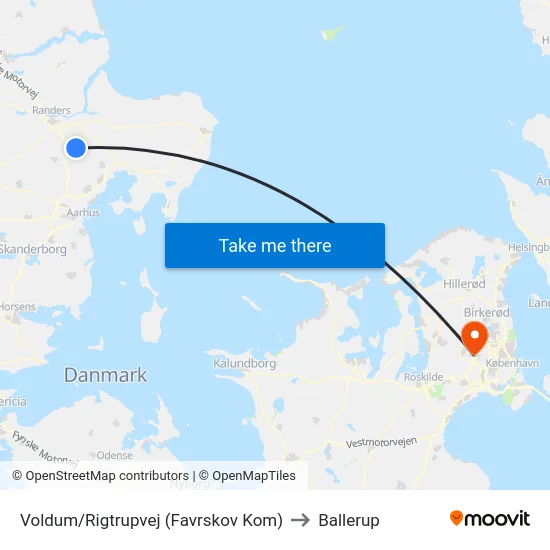 Voldum/Rigtrupvej (Favrskov Kom) to Ballerup map