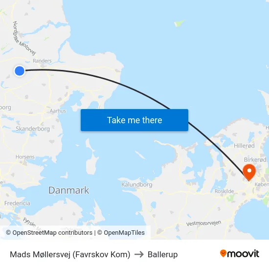 Mads Møllersvej (Favrskov Kom) to Ballerup map