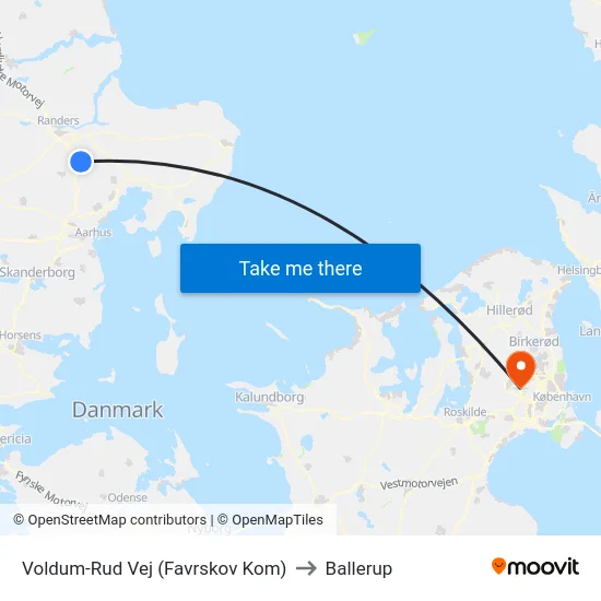 Voldum-Rud Vej (Favrskov Kom) to Ballerup map