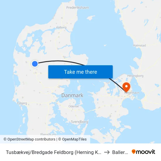 Tusbækvej/Bredgade Feldborg (Herning Kom) to Ballerup map