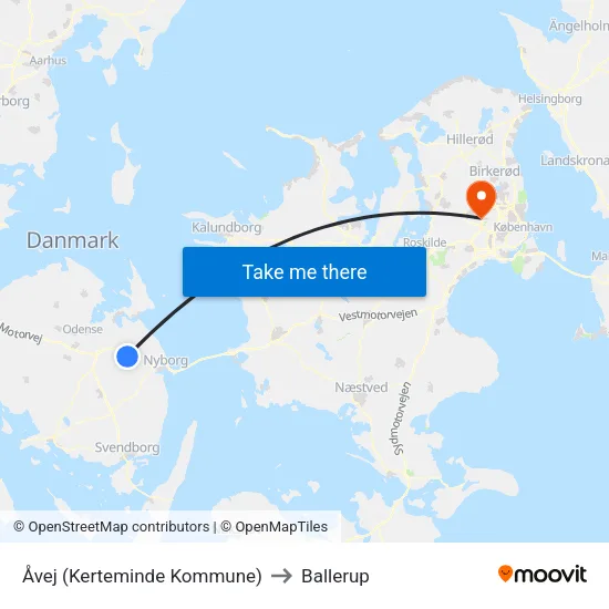 Åvej (Kerteminde Kommune) to Ballerup map