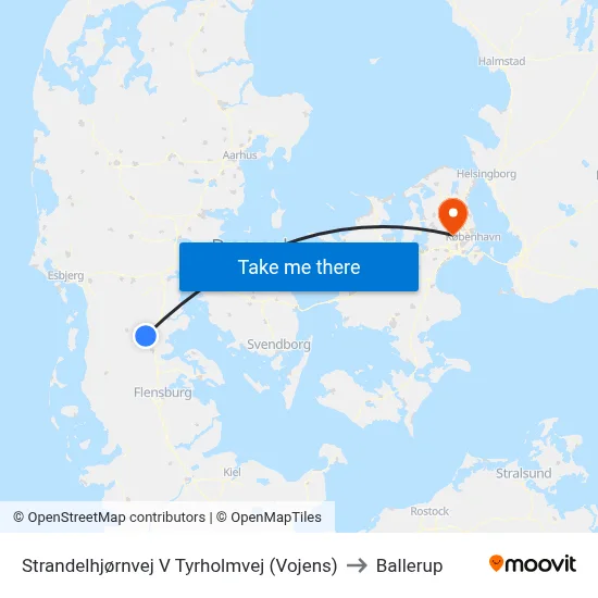 Strandelhjørnvej V Tyrholmvej (Vojens) to Ballerup map