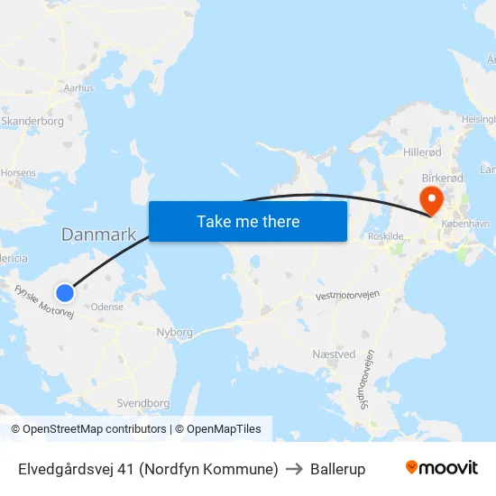Elvedgårdsvej 41 (Nordfyn Kommune) to Ballerup map