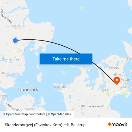 Skanderborgvej (Favrskov Kom) to Ballerup map