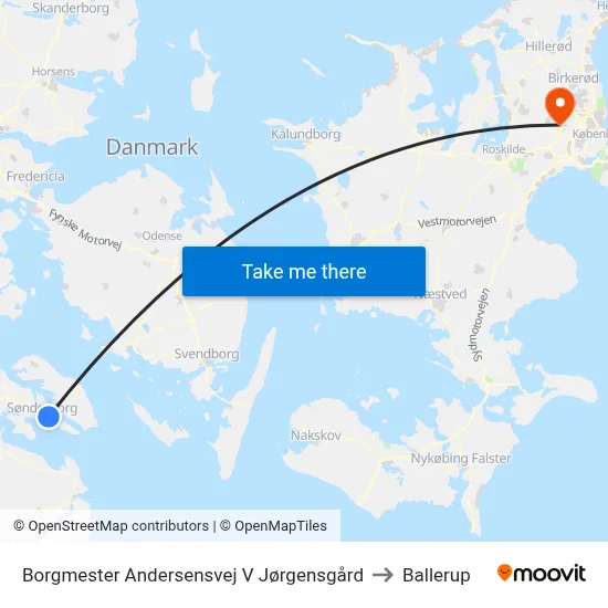 Borgmester Andersensvej V Jørgensgård to Ballerup map
