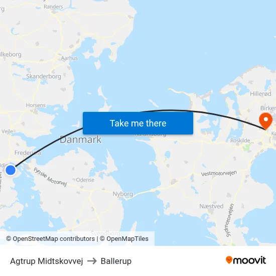 Agtrup Midtskovvej to Ballerup map